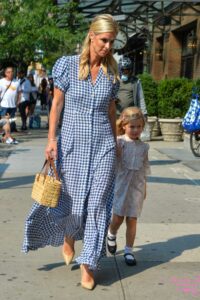 Nicky Hilton in a Blue Checked Dress