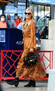 Nicky Hilton in an Animal Print Dress