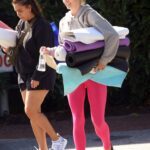 Nina Agdal in a Pink Leggings Leaves a Yoga Class in The Hamptons in New York 09/25/2021