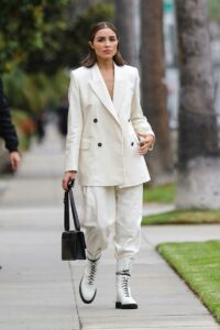 Olivia Culpo in a White Suit