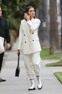 Olivia Culpo in a White Suit