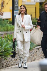 Olivia Culpo in a White Suit