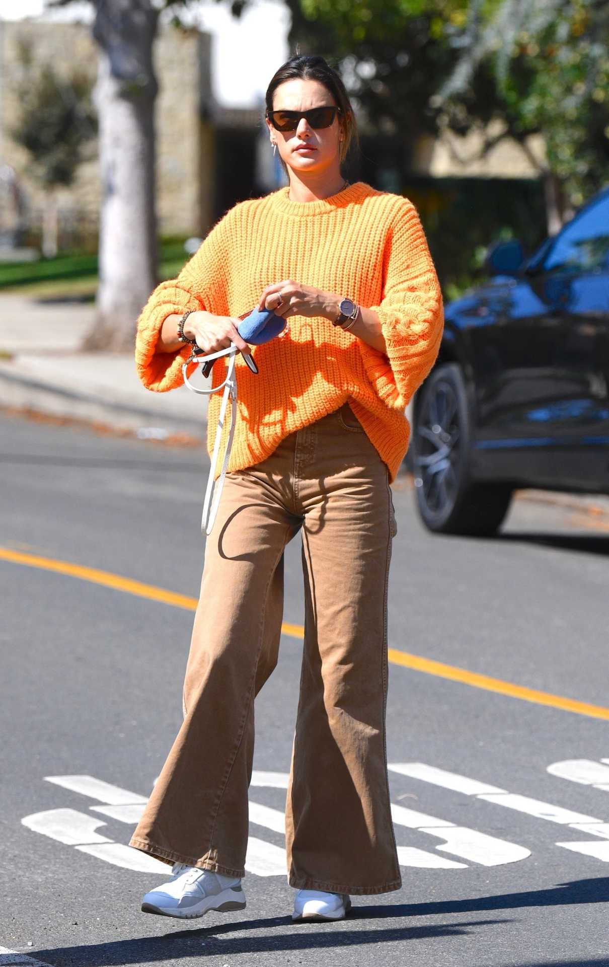 Alessandra Ambrosio in an Orange Sweater