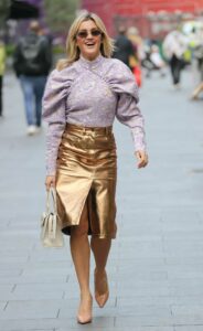 Ashley Roberts in a Gold Skirt