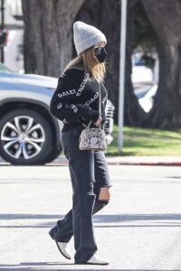 Ashley Tisdale in a Grey Knit Hat