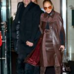 Ben Affleck in a Black Coat Leaves the Mandarin Hotel Out with Jennifer Lopez in New York City 10/10/2021