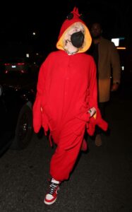 Billie Eilish in a Red Costume