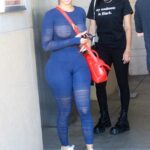 Draya Michele in a Blue Workout Ensemble Was Seen Out with a Friend in Beverly Hills 10/27/2021