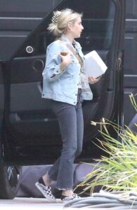 Emma Roberts in a Blue Denim Jacket