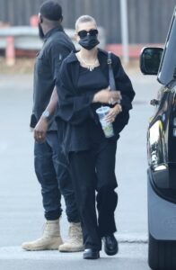 Hailey Bieber in a Black Shirt