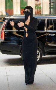 Halsey in a Black Maxi Dress