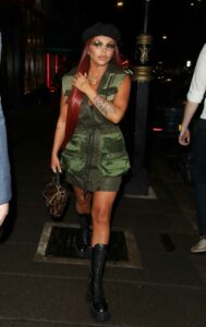 Jesy Nelson in a Camo Dress