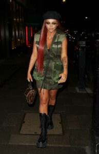 Jesy Nelson in a Camo Dress