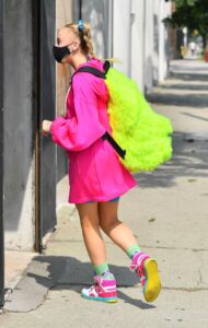 JoJo Siwa in a Neon Pink Hoodie