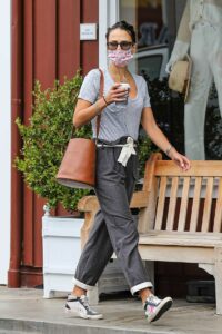 Jordana Brewster in a Grey Tee