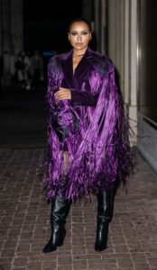 Kat Graham in a Purple Outfit