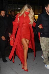 Khloe Kardashian in a Red Dress