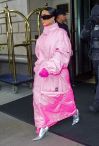 Kim Kardashian in a Pink Coat