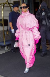 Kim Kardashian in a Pink Coat