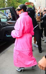 Kim Kardashian in a Pink Coat