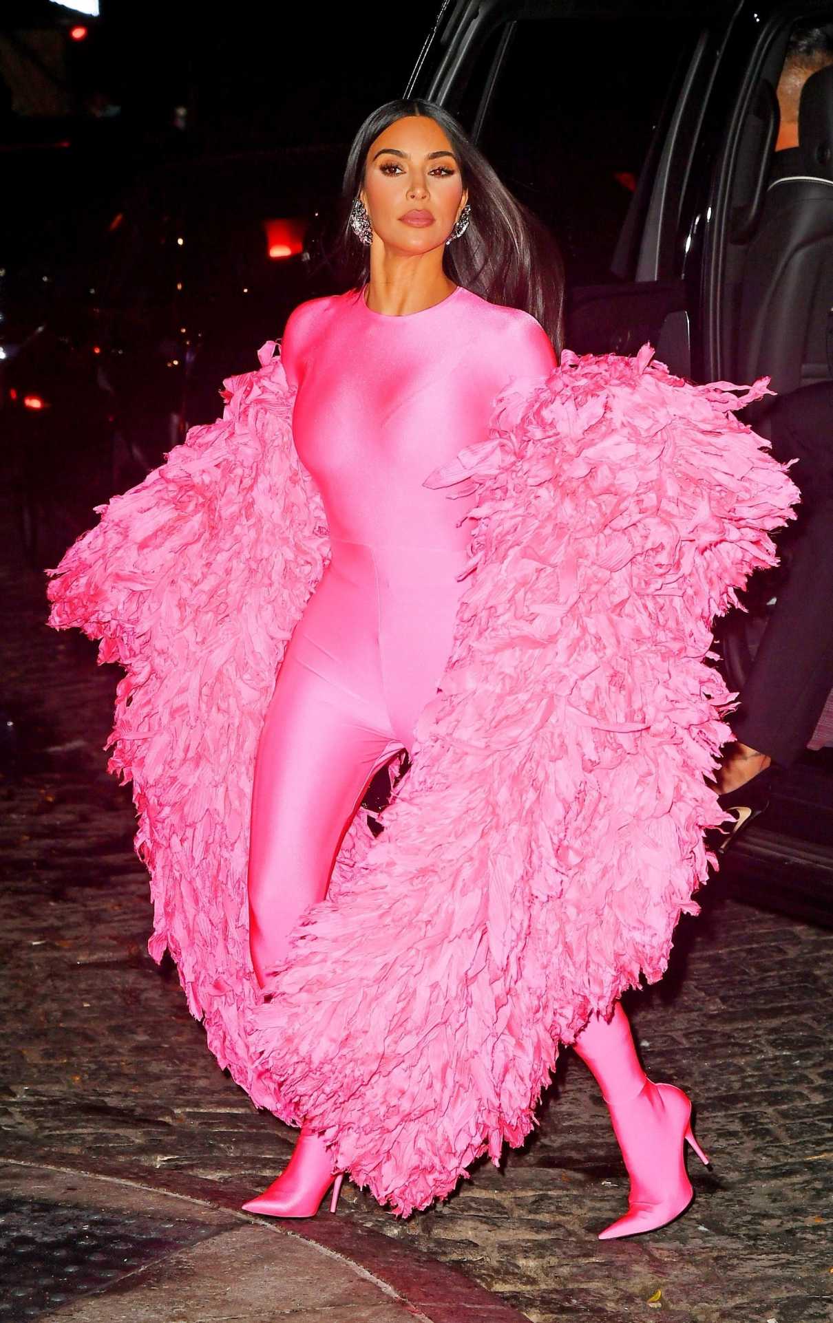 Kim Kardashian in a Pink Outfit