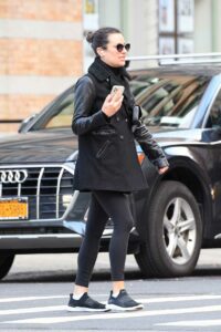 Lea Michele in a Black Jacket