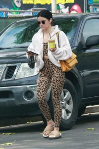 Lucy Hale in an Animal Print Leggings