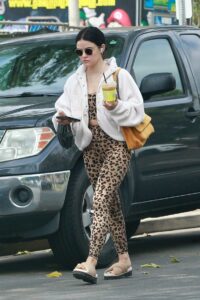 Lucy Hale in an Animal Print Leggings