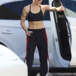 Melanie Chisholm in a Black Sports Bra Arrives at The Dancing With The Stars Rehearsal Studios in Los Angeles 10/10/2021