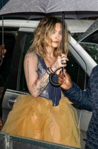 Paris Jackson in a Yellow See-Through Skirt