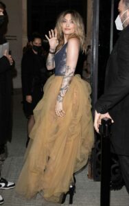 Paris Jackson in a Yellow See-Through Skirt