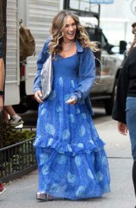 Sarah Jessica Parker in a Blue Dress