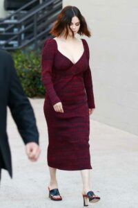 Selena Gomez in a Burgundy Color Dress