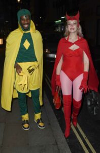 Victoria Clay in a Red Ensemble