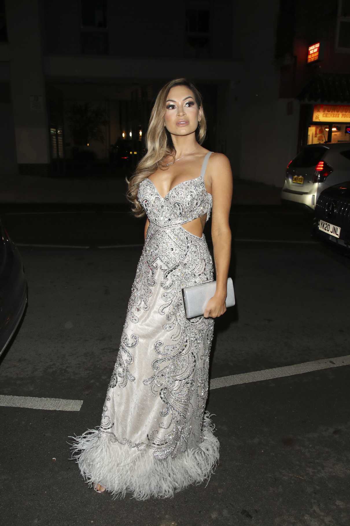 AJ Bunker in a Silver Dress