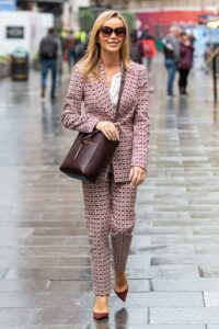Amanda Holden in a Patterned Pantsuit