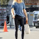 Amanda Kloots in a Blue Tee Arrives at the Dance Studio in LA 11/13/2021