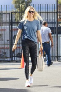 Amanda Kloots in a Blue Tee