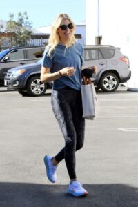 Amanda Kloots in a Blue Tee