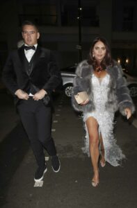 Amy Childs in a Grey Fur Coat