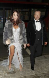 Amy Childs in a Grey Fur Coat