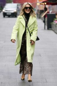 Ashley Roberts in a Light Green Coat