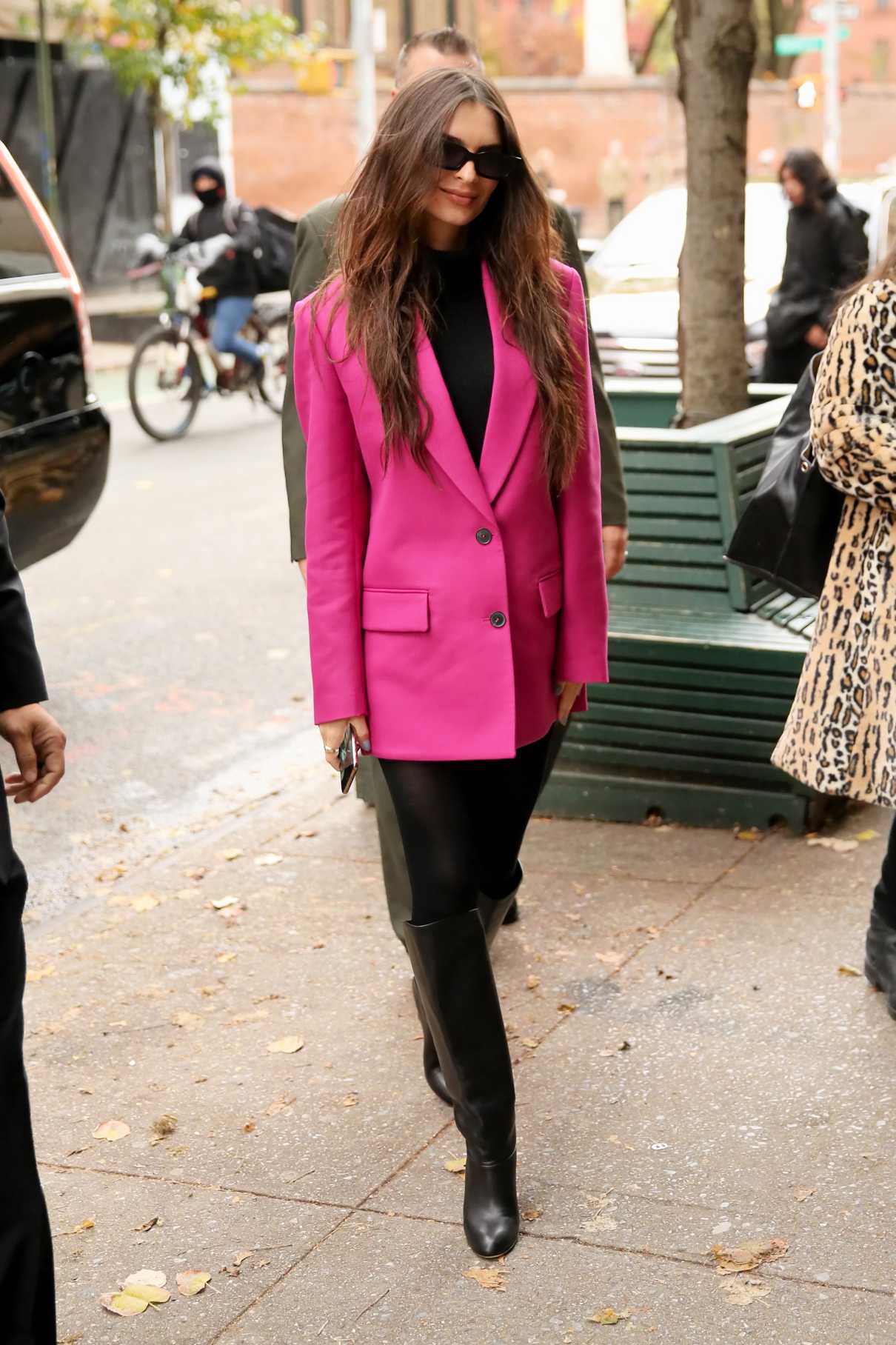 Emily Ratajkowski in a Pink Blazer