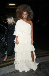 Fleur East in a White Dress