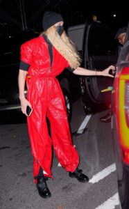 Gigi Hadid in a Red Jumpsuit