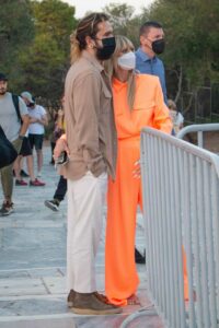 Heidi Klum in an Orange Jumpsuit