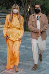 Heidi Klum in an Orange Jumpsuit