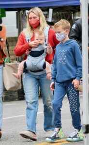 Hilary Duff in a Red Protective Mask