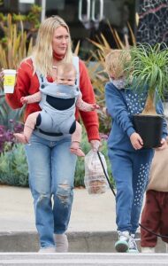 Hilary Duff in a Red Protective Mask