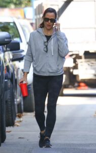 Jennifer Garner in a Black Camo Leggings